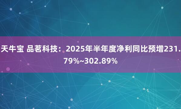 天牛寶 品茗科技：2025年半年度凈利同比預增231.79%~302.89%